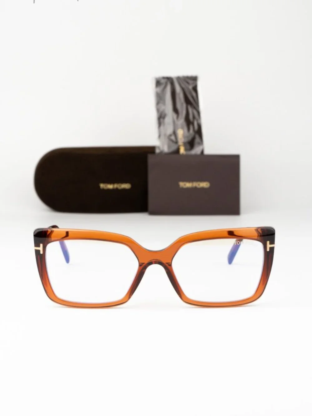 Tom Ford Women Eyeglasses Brown Rectangular FT5991-B 048 NEW AUTHENTIC